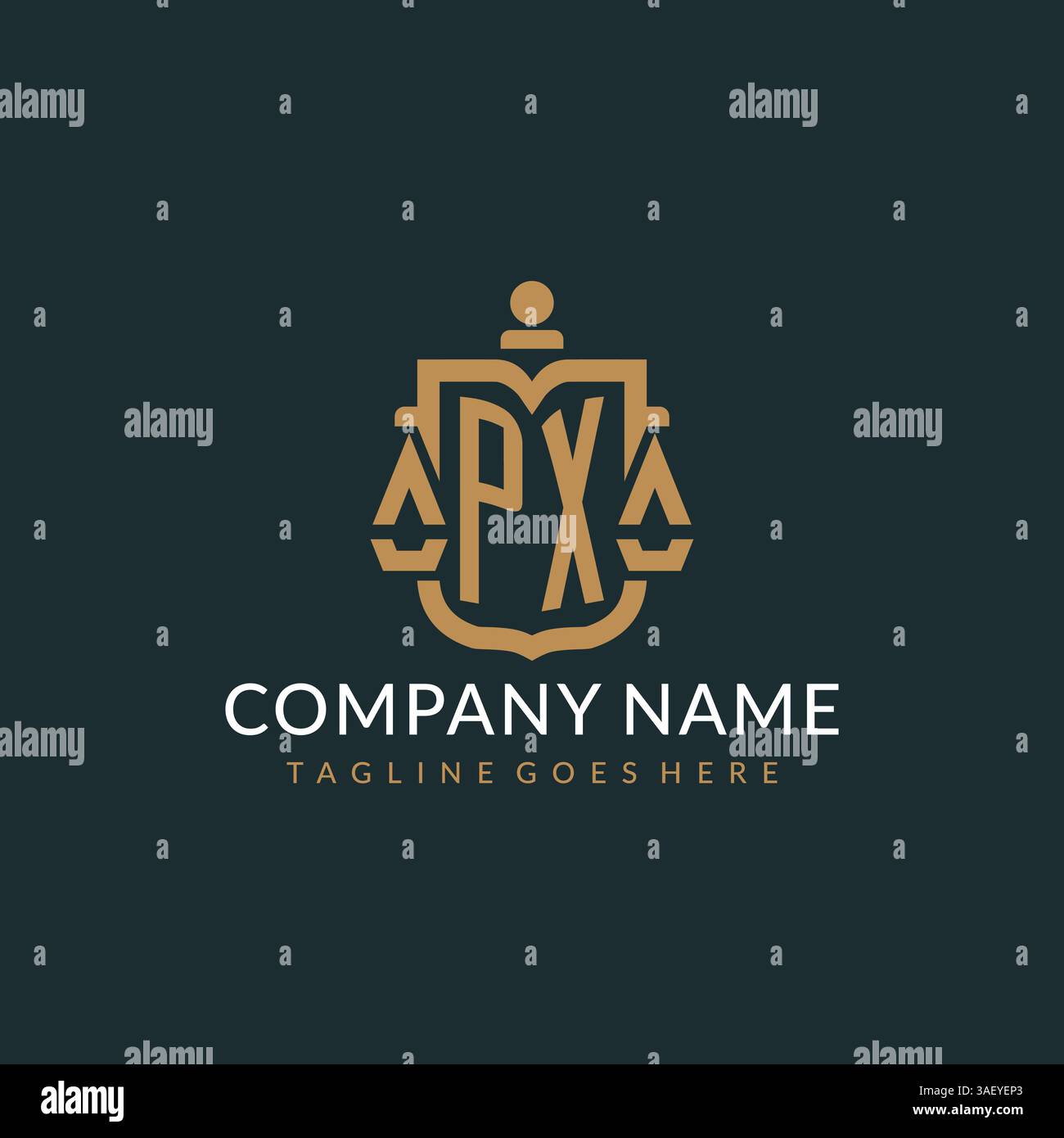 Initial PX logo for law firm with luxury modern scale and shield icon ...
