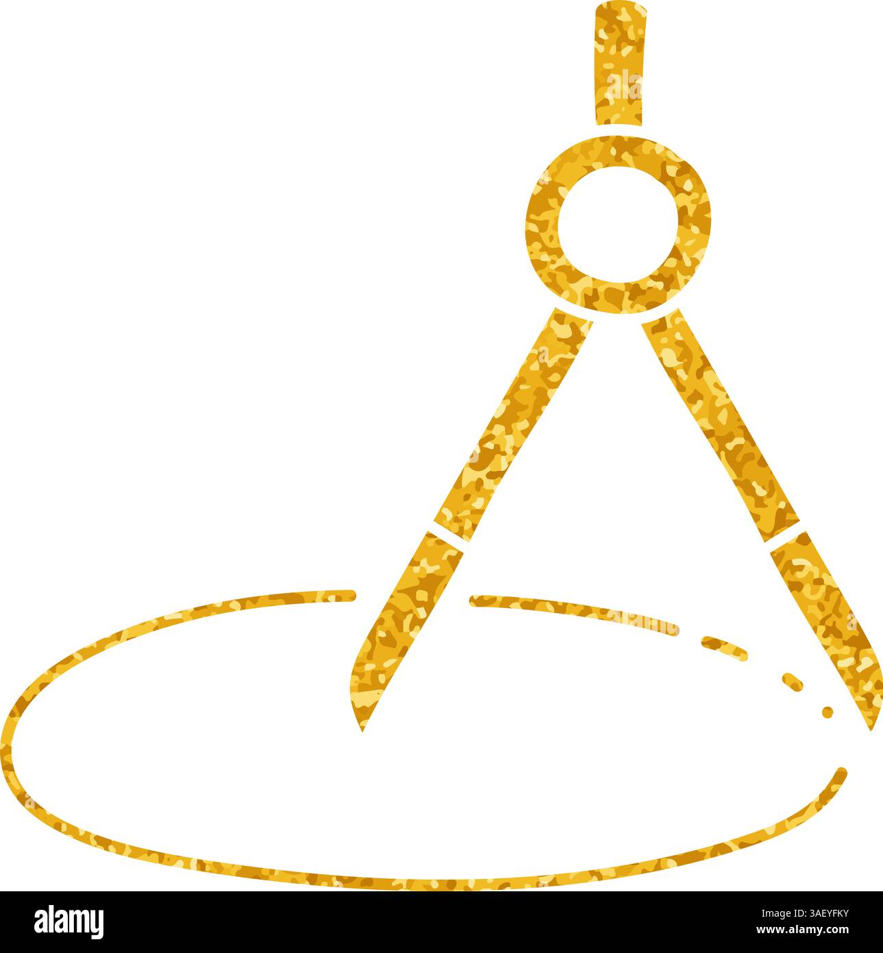Drawing compass drawing in gold color style Stock Vector