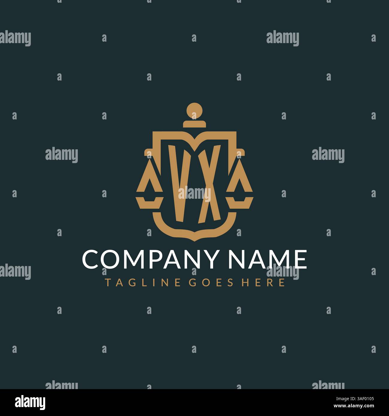 Initial VX logo for law firm with luxury modern scale and shield icon ...