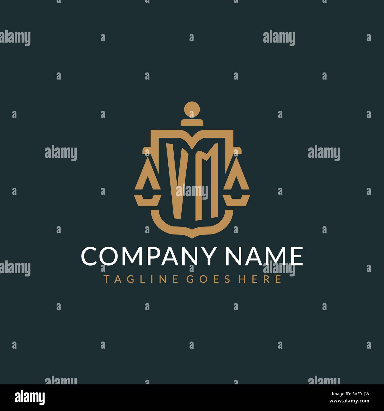 Initial VM logo for law firm with luxury modern scale and shield icon ...