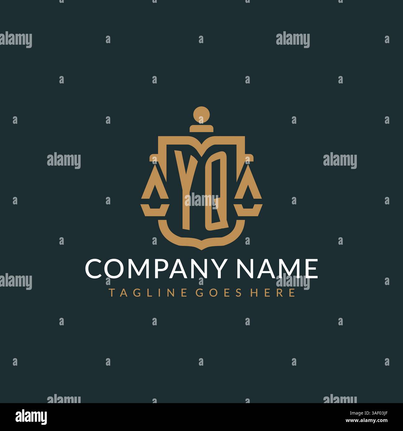 Initial YQ logo for law firm with luxury modern scale and shield icon ...