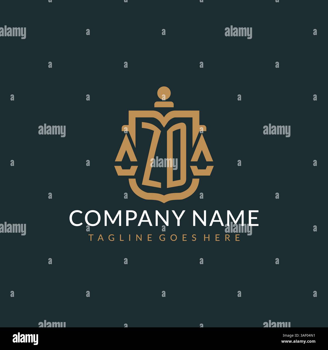 Initial ZD logo for law firm with luxury modern scale and shield icon logo design vector graphic Stock Vector