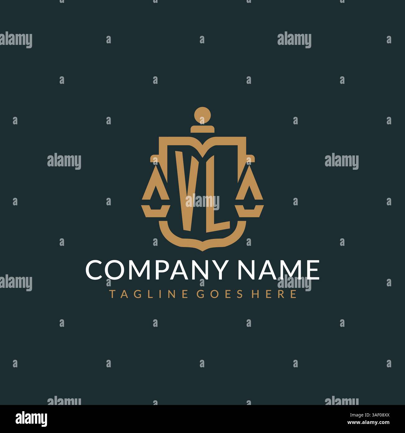 Initial VL logo for law firm with luxury modern scale and shield icon ...