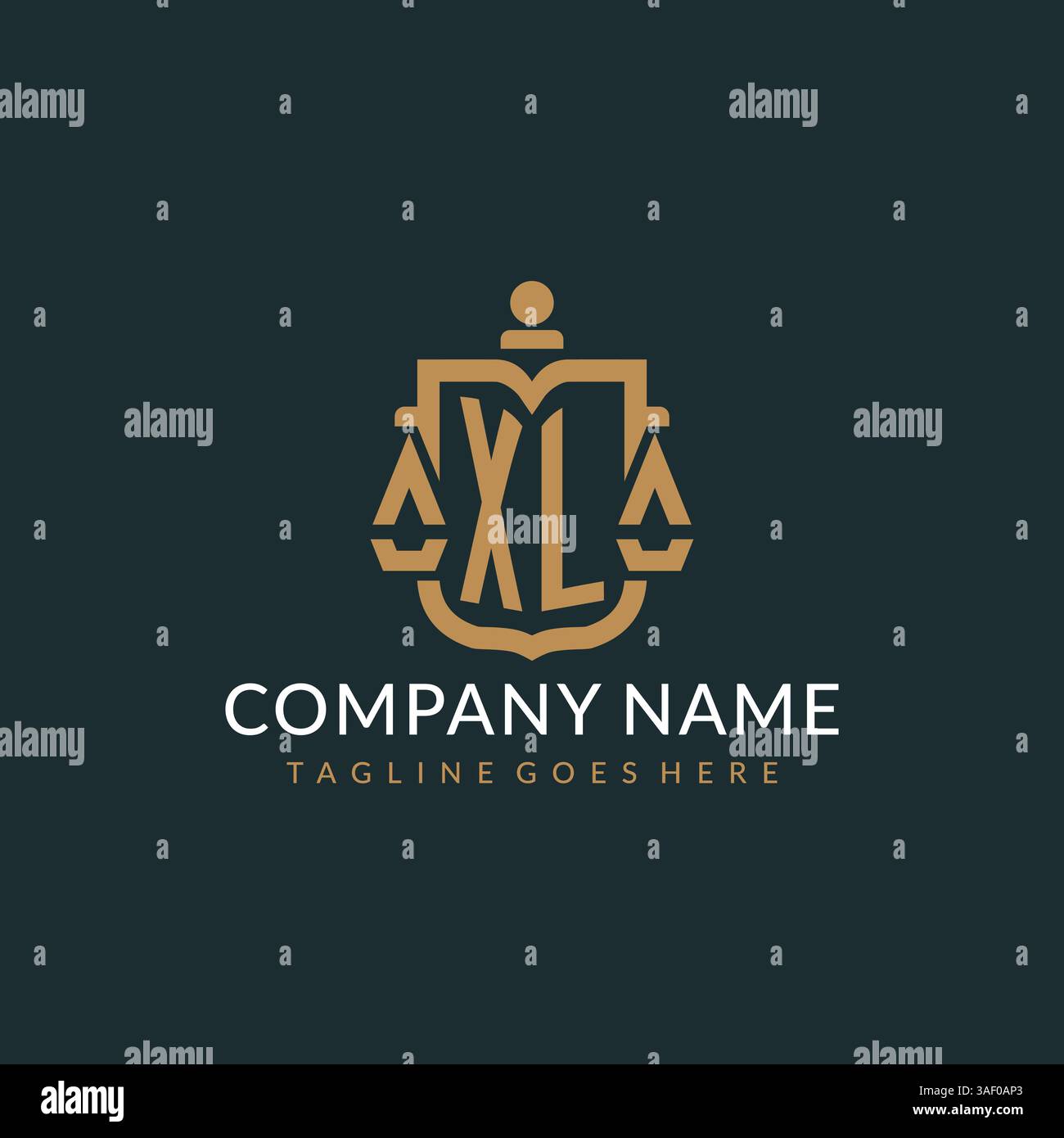 Initial XL logo for law firm with luxury modern scale and shield icon ...