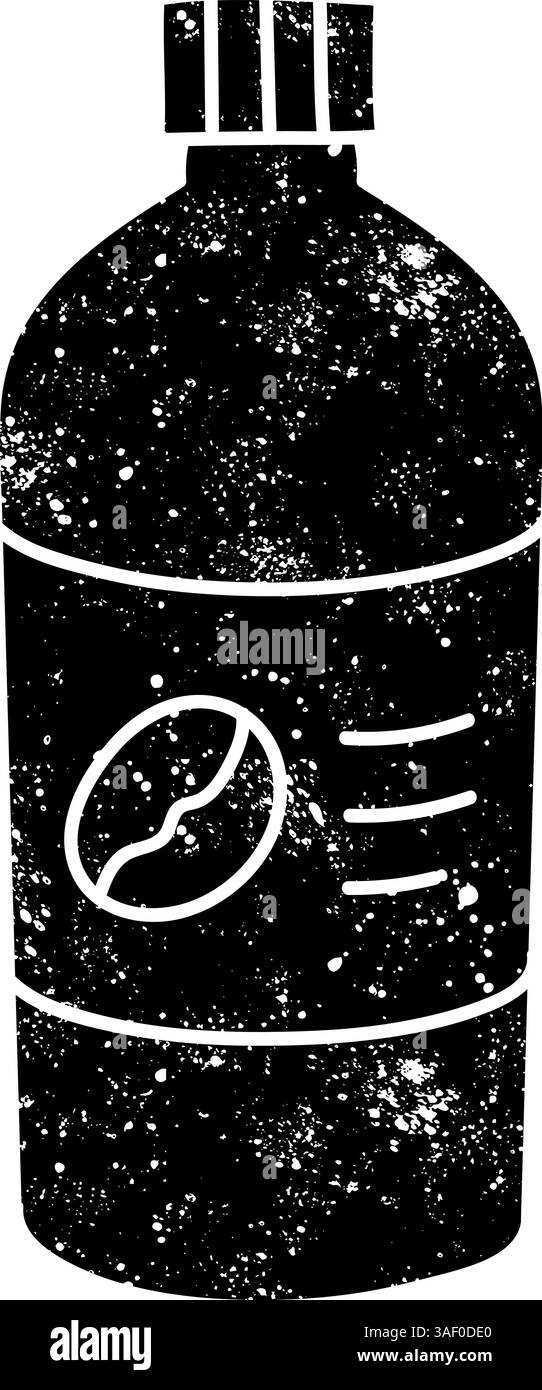 Coffee drink plastic cup with straw black hand drawn icon in grunge ...
