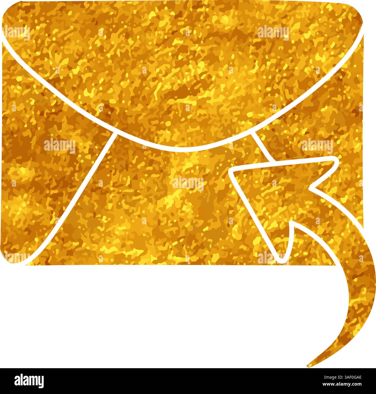 Reply email drawing in gold color style Stock Vector