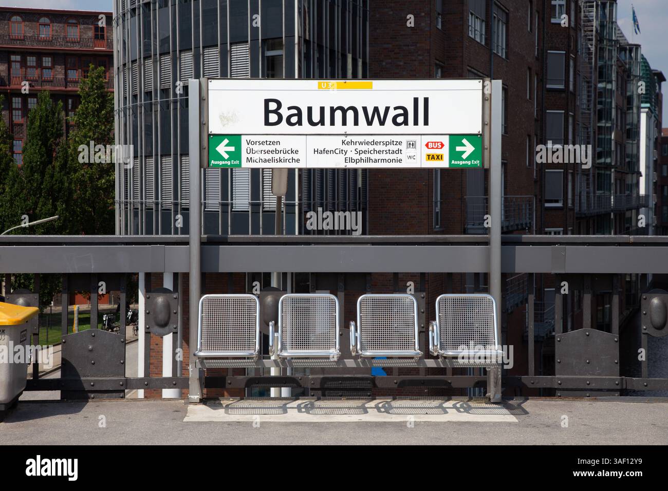 Hamburg, Germany - July 17, 2014: train station Baumwall for public ...