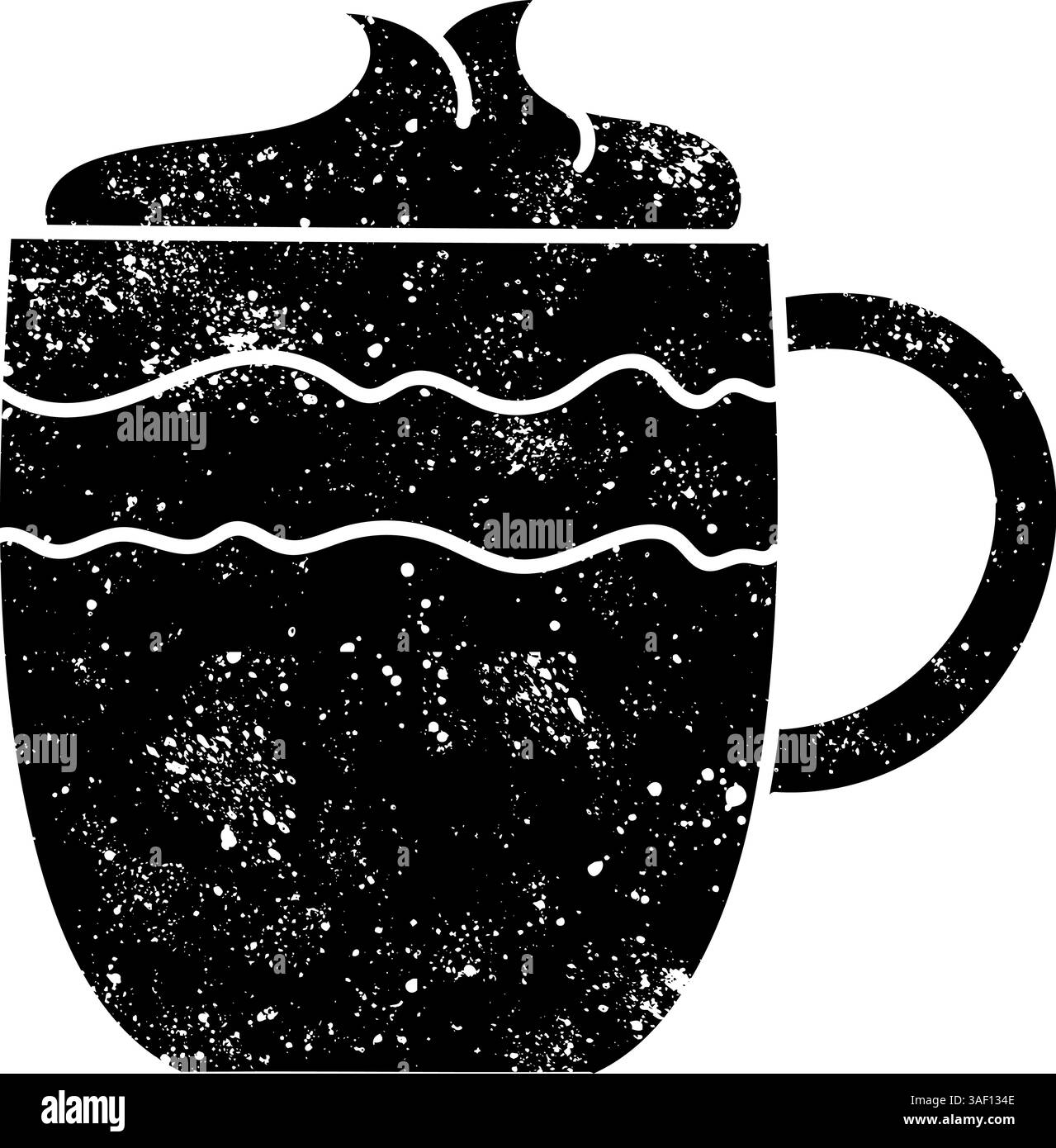 Coffee with topping in a cup black hand drawn icon in grunge look Stock ...