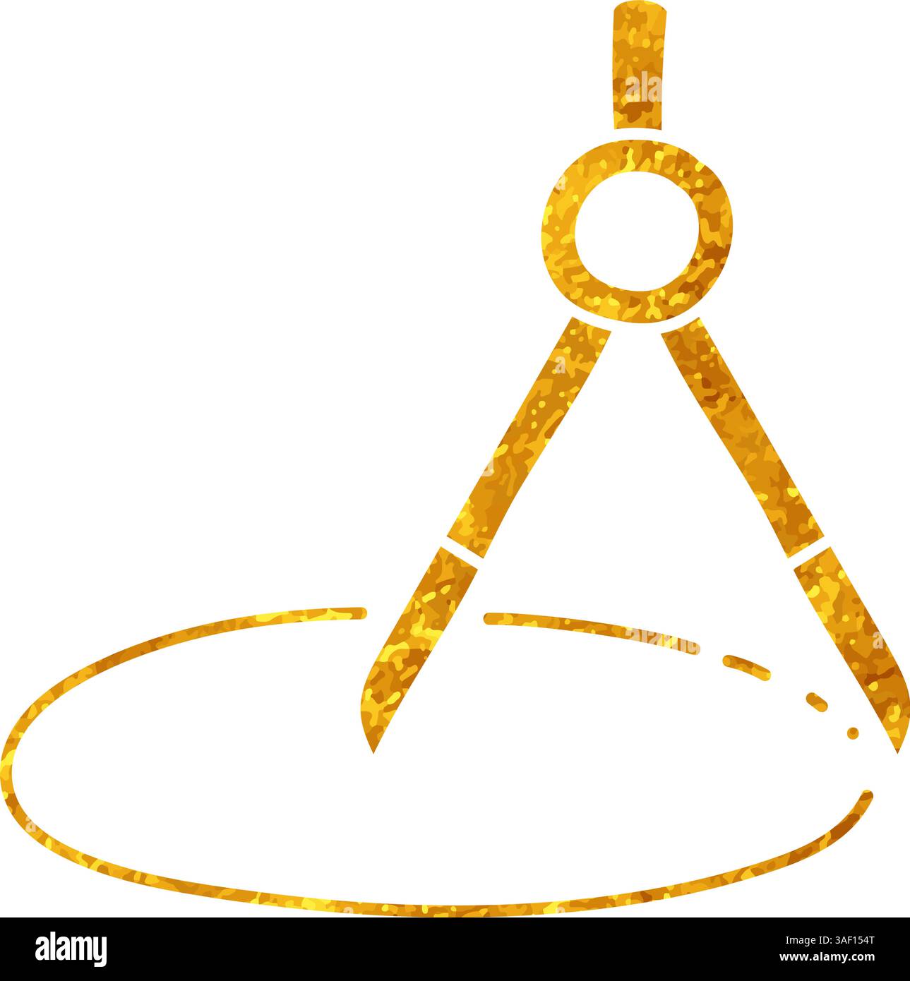 Drawing compass drawing in gold color style Stock Vector