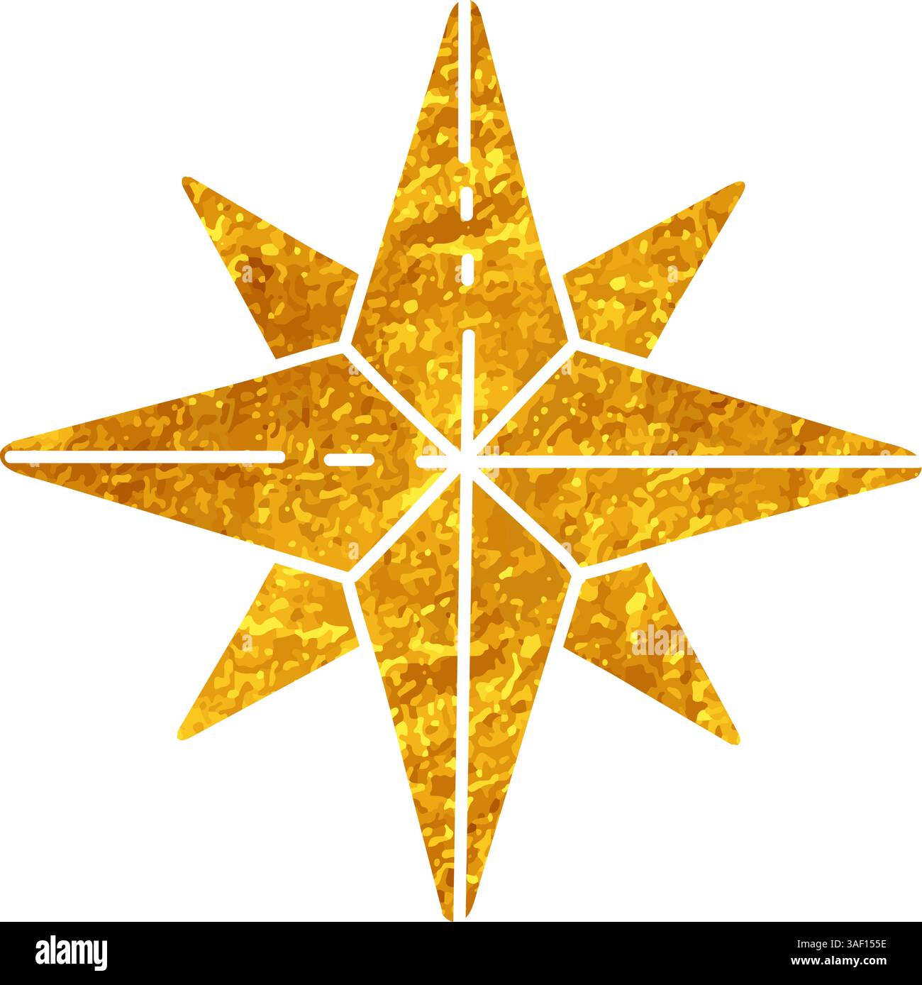 Compass drawing in gold color style Stock Vector