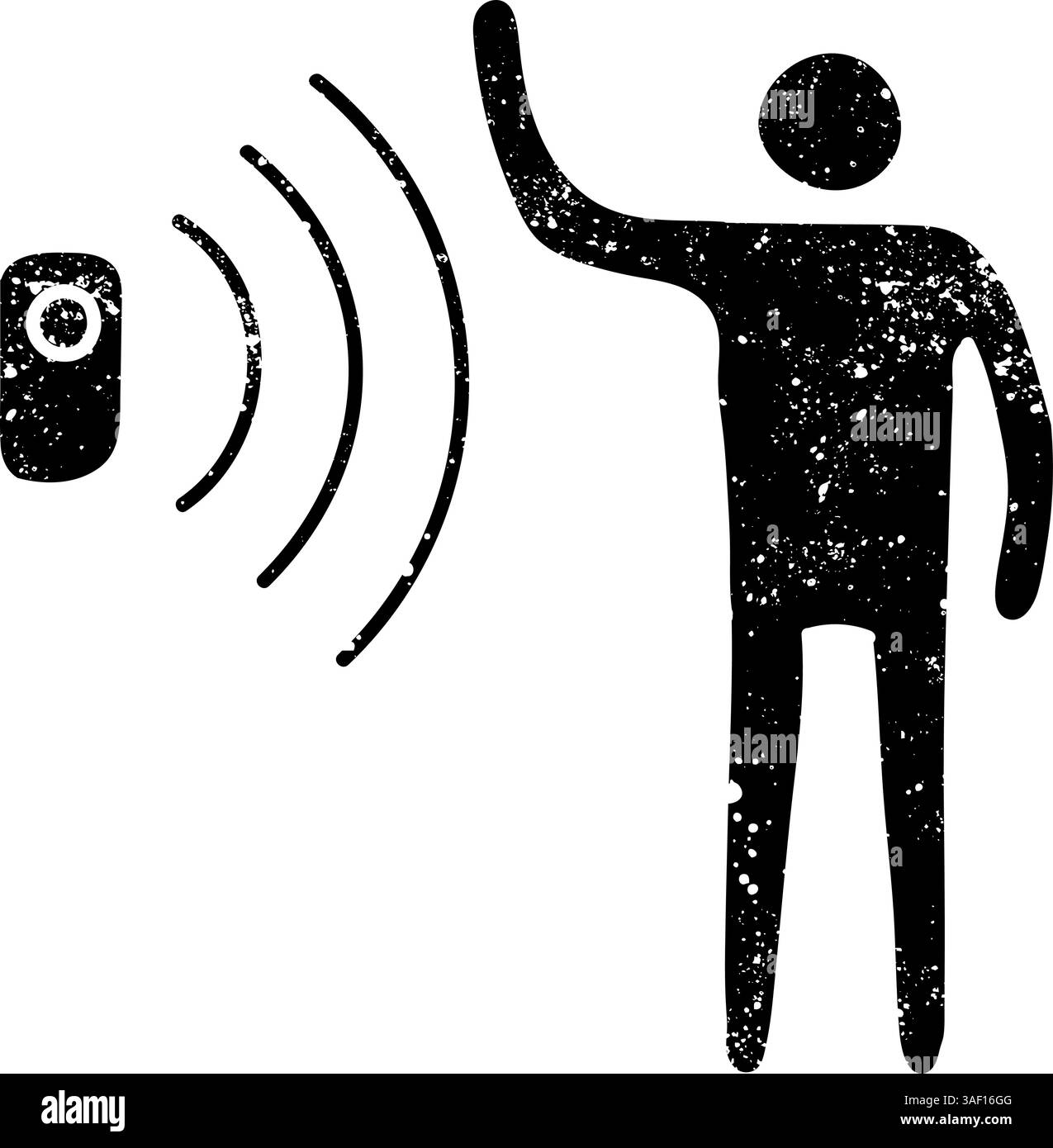 Motion sensor black hand drawn icon in grunge look Stock Vector