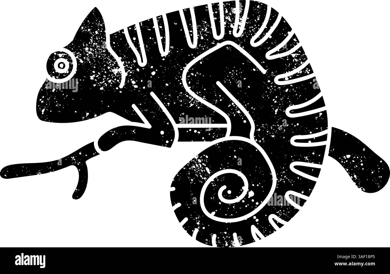 Chameleon on tree branch icon Stock Vector