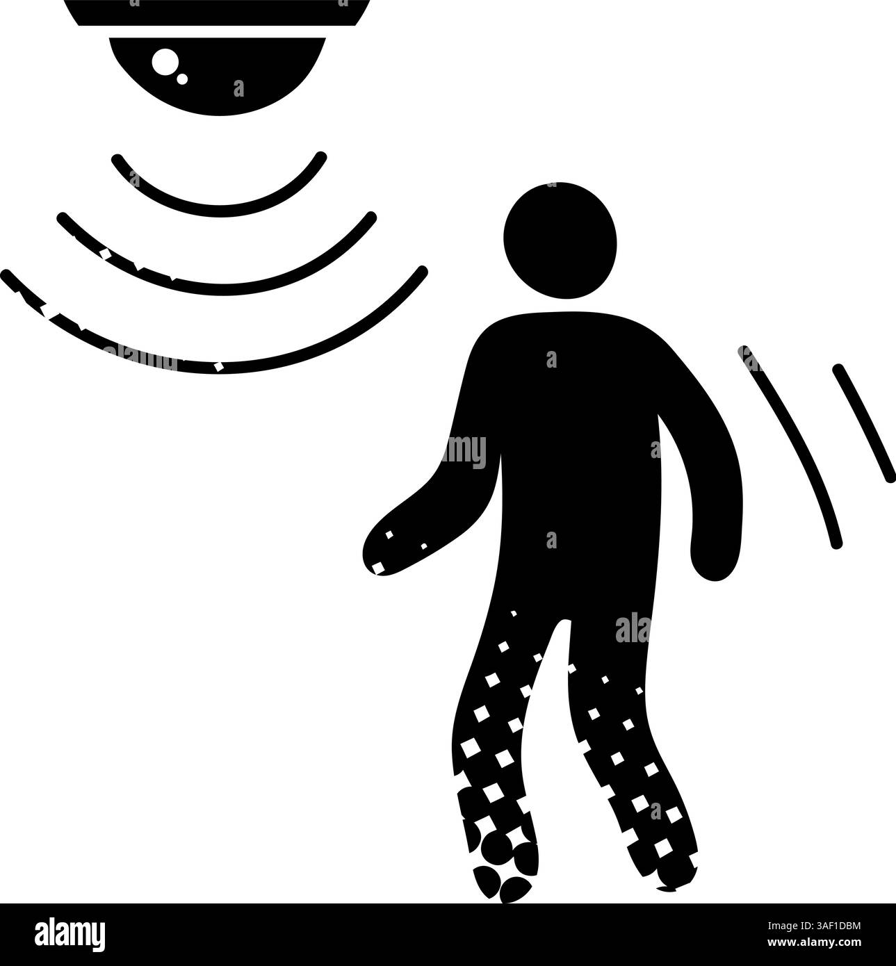 Motion sensor black hand drawn icon in halftone texture style Stock Vector