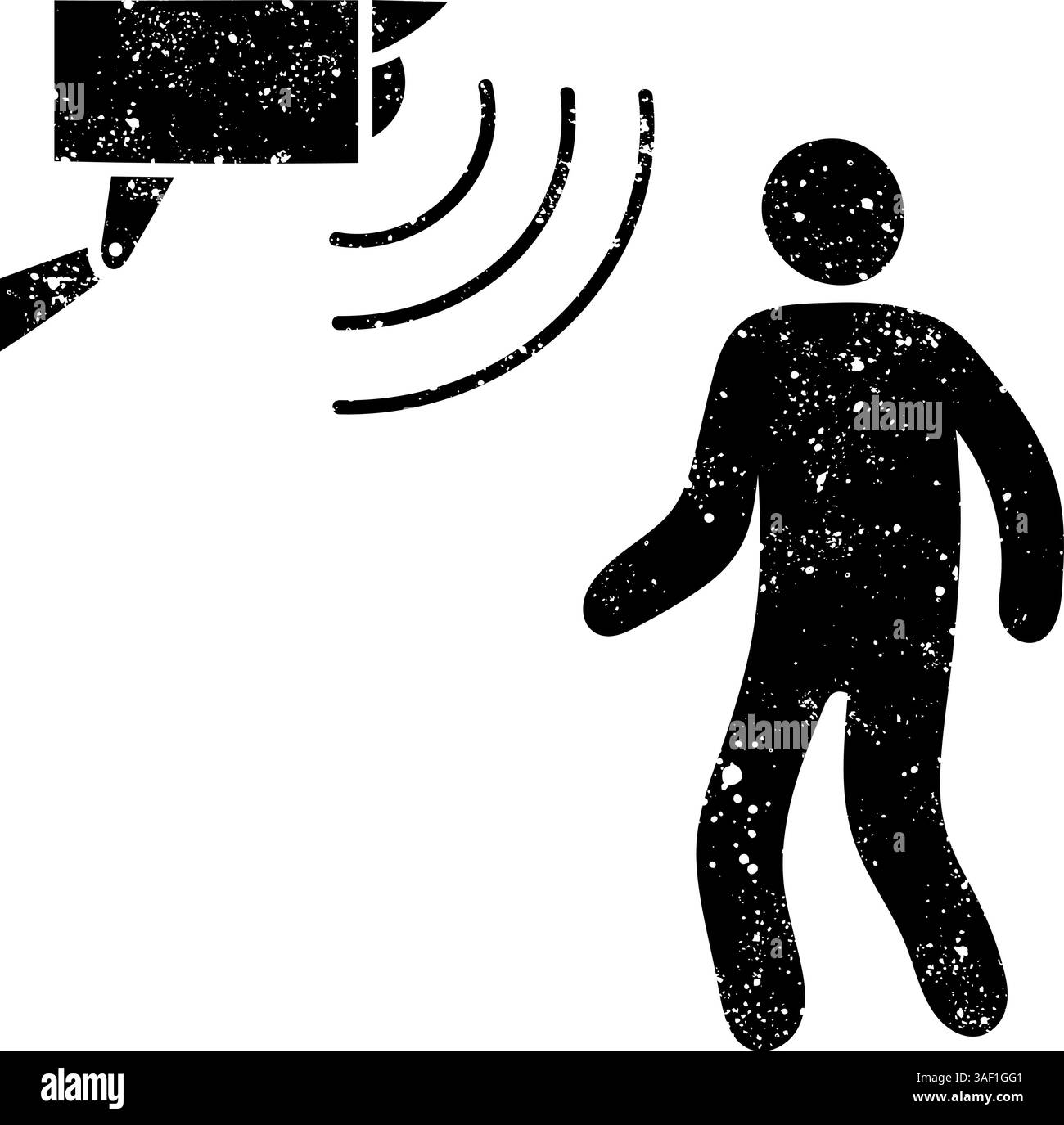 Motion sensor black hand drawn icon in grunge look Stock Vector