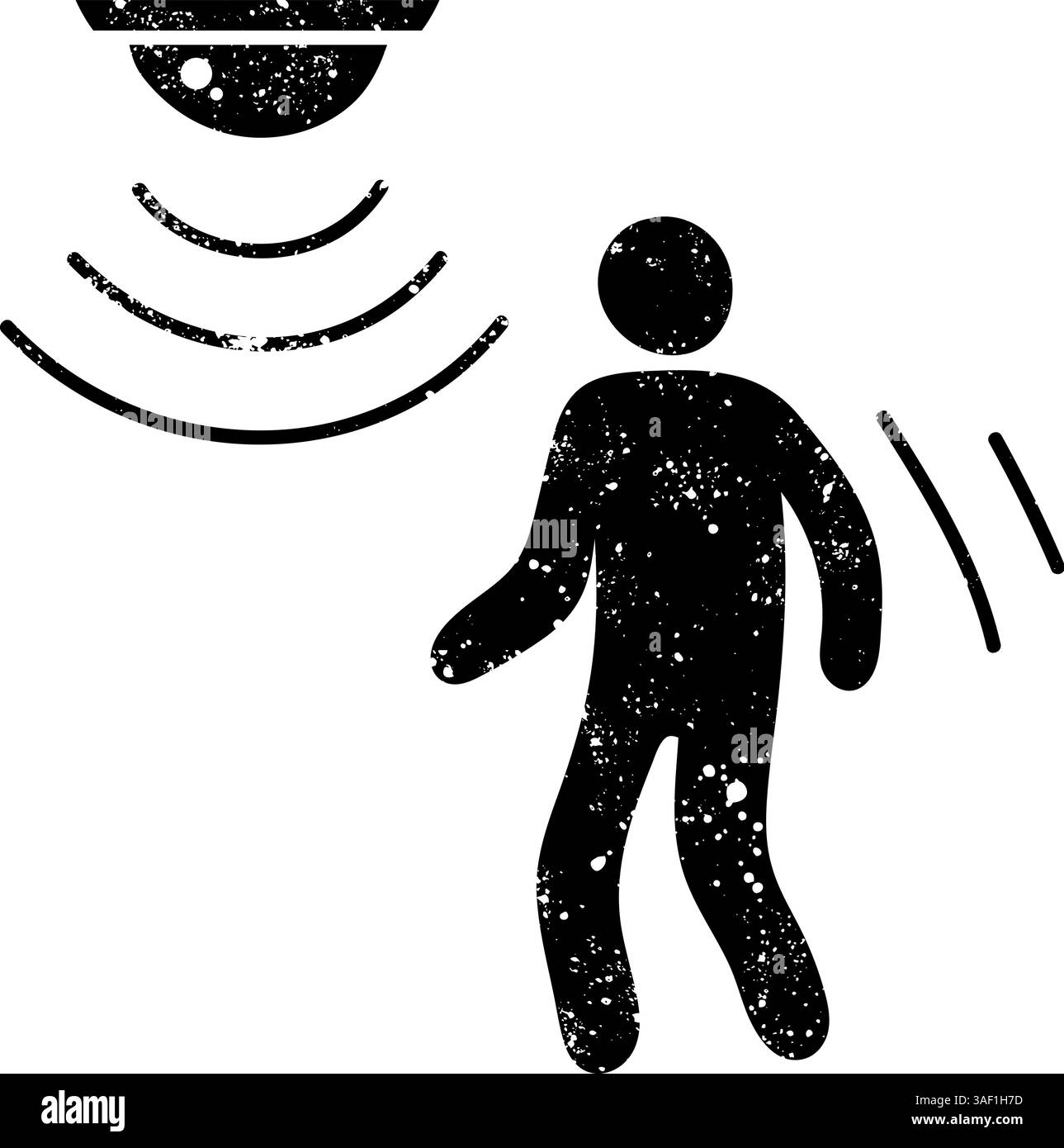 Motion sensor black hand drawn icon in grunge look Stock Vector
