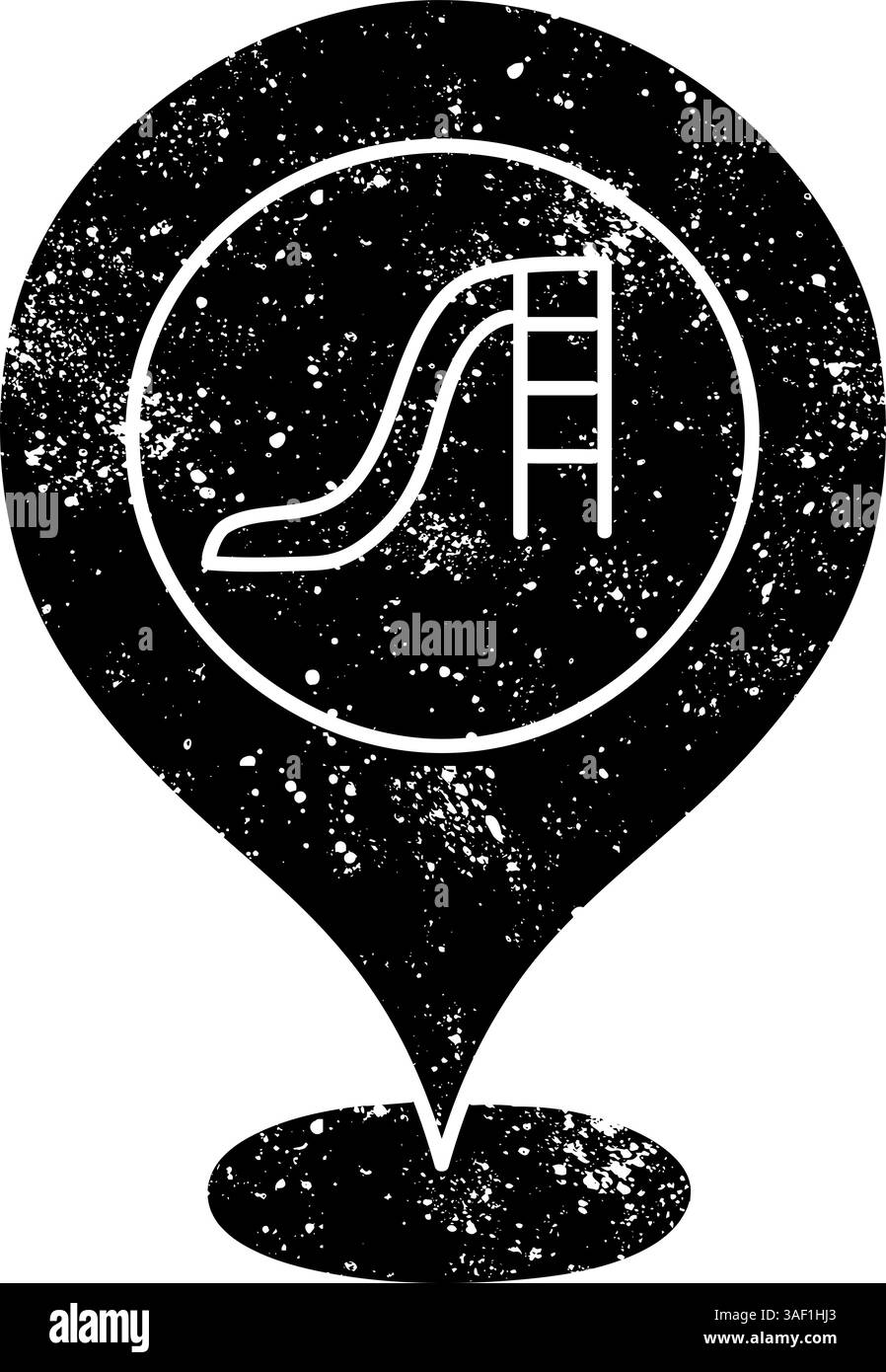 black hand drawn icon in grunge look pin map park Stock Vector Image ...