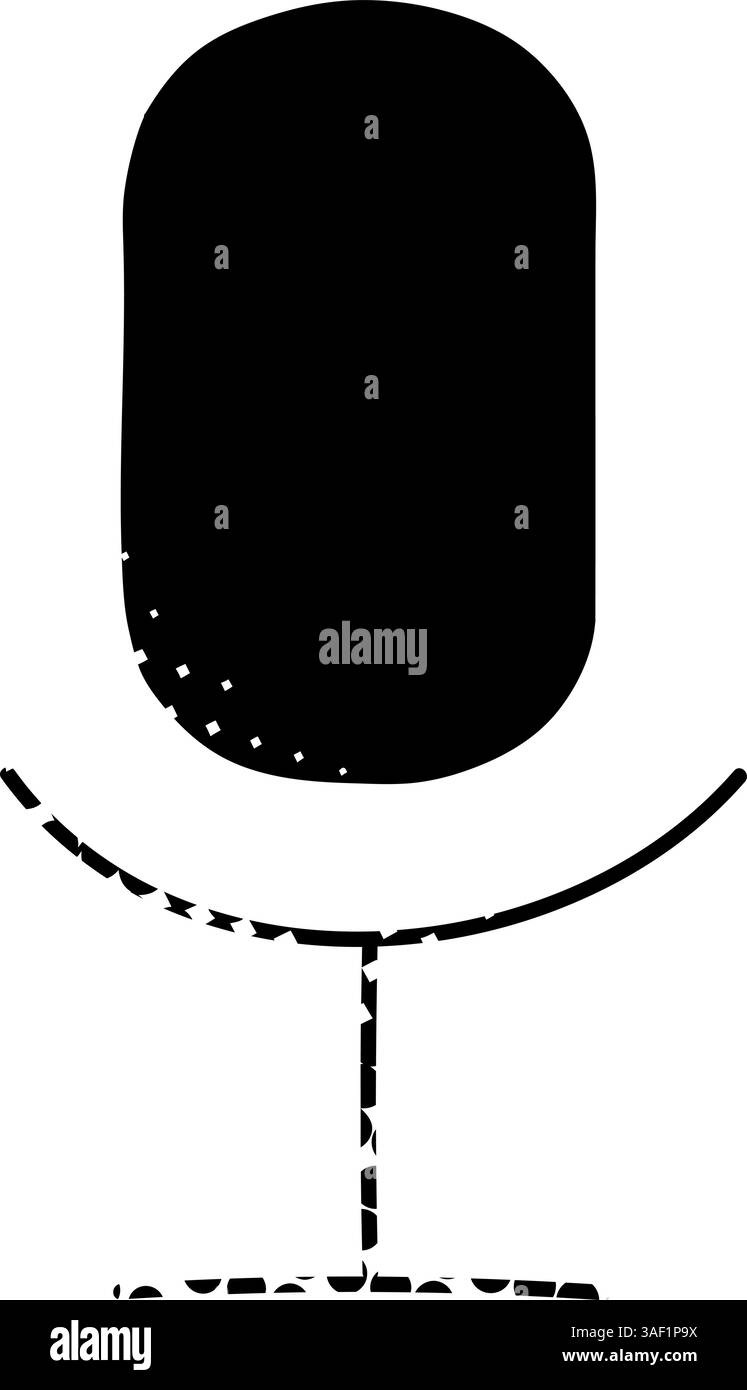 Microphone black hand drawn icon in halftone texture style Stock Vector