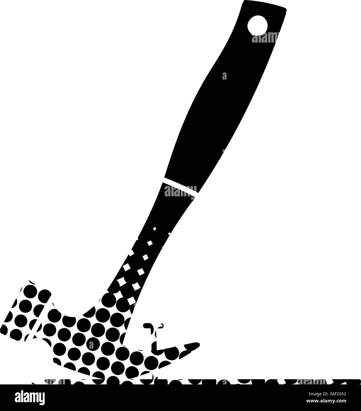 Hammer pulling nail black hand drawn icon in halftone texture style Stock Vector