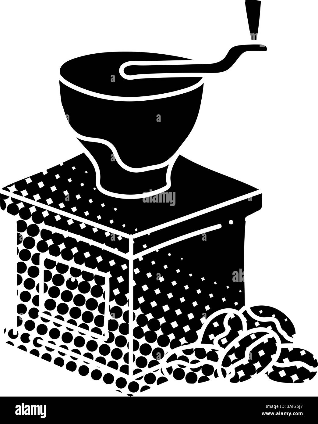 Coffee grinder tool black hand drawn icon in halftone texture style ...