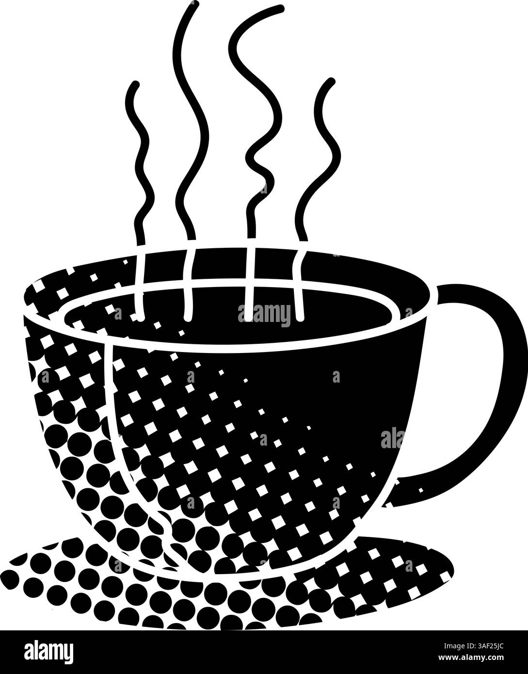 Hot drinking cup black hand drawn icon in halftone texture style Stock ...