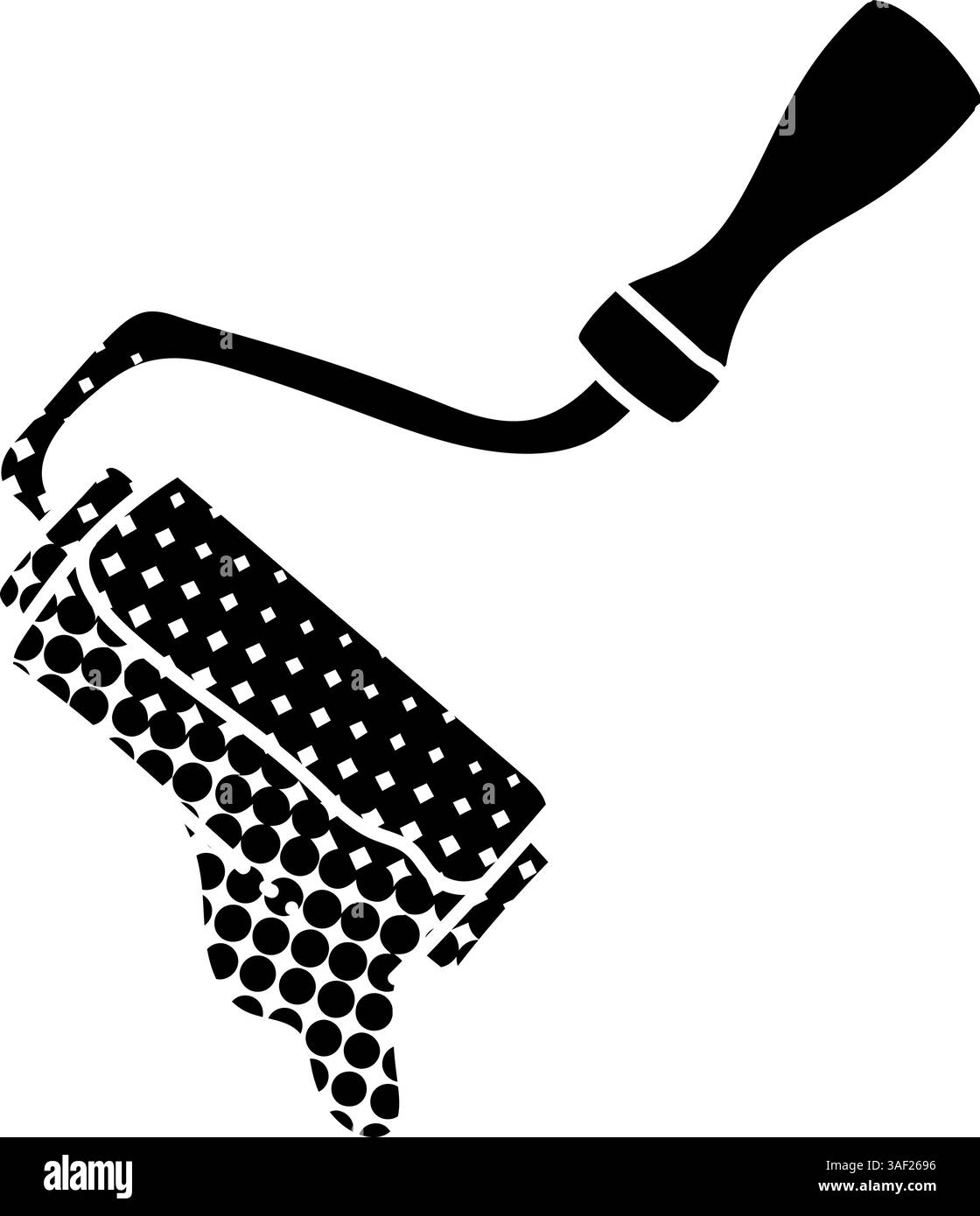 Paint roller with trail black hand drawn icon in halftone texture style ...