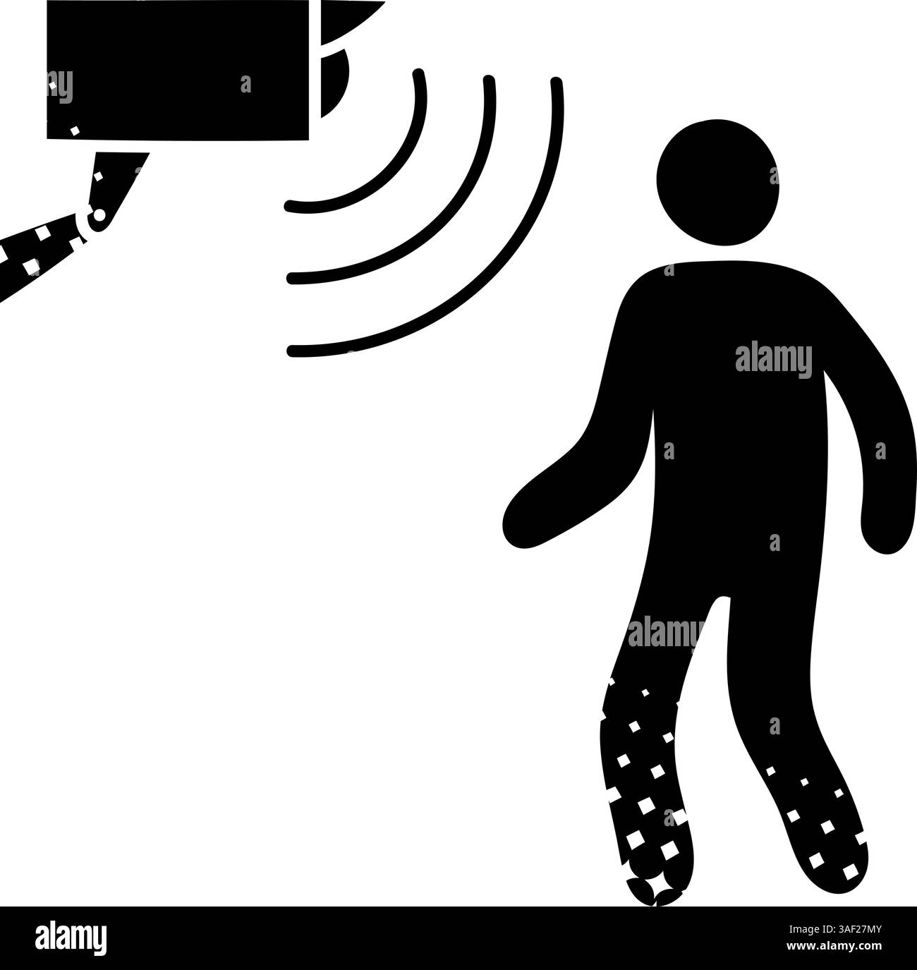 Motion sensor black hand drawn icon in halftone texture style Stock Vector