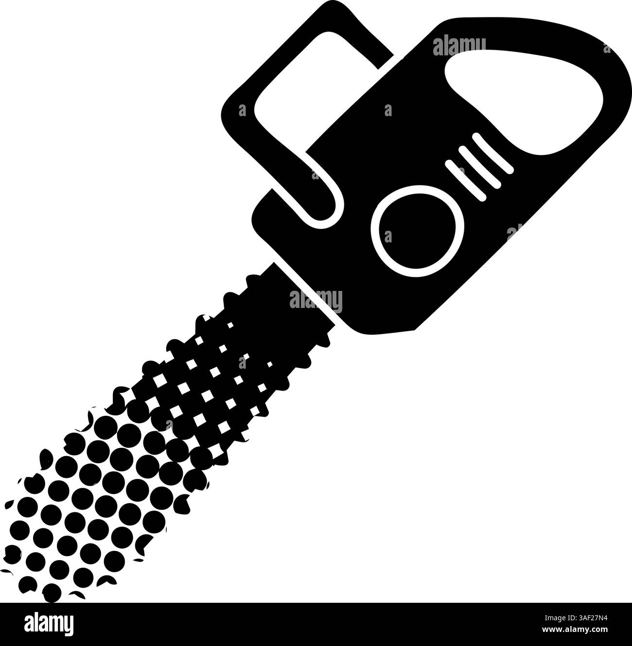 Chain saw black hand drawn icon in halftone texture style Stock Vector ...
