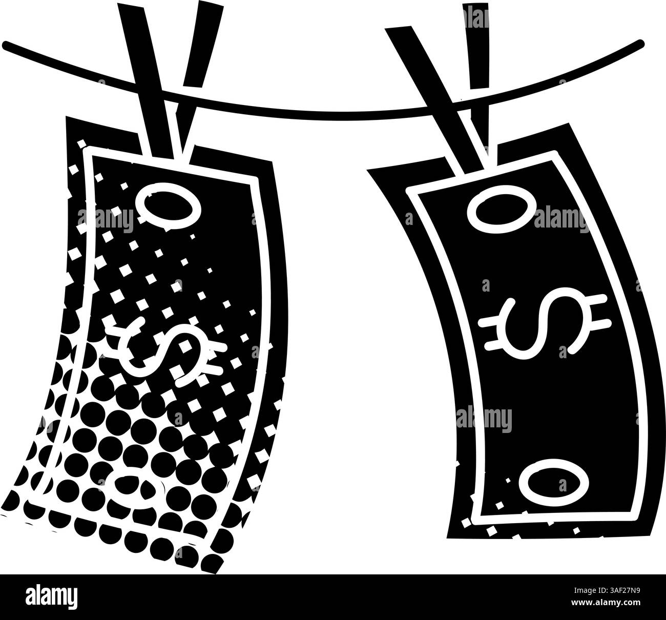 Money laundry black hand drawn icon in halftone texture style Stock ...