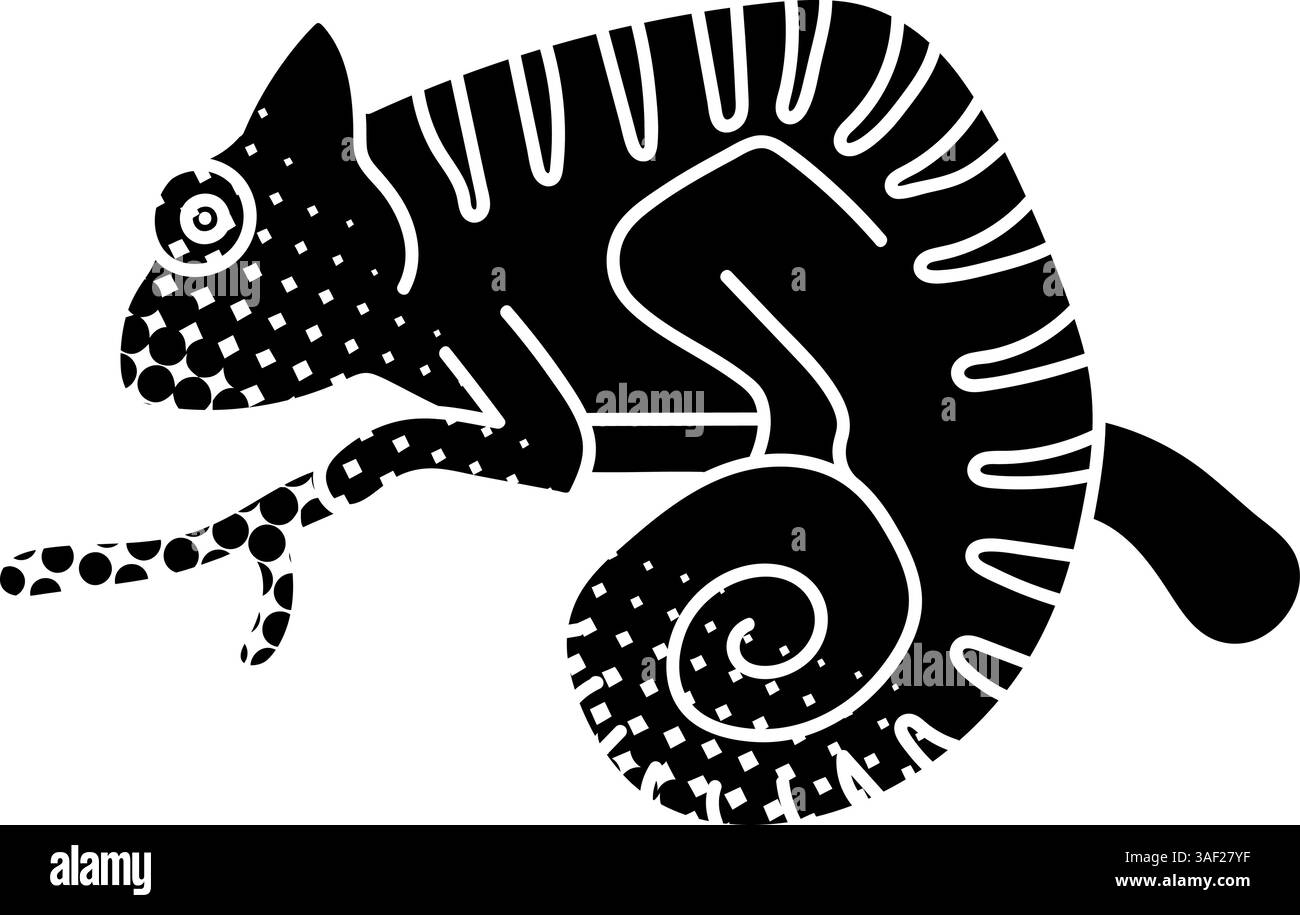 Chameleon on tree branch icon Stock Vector