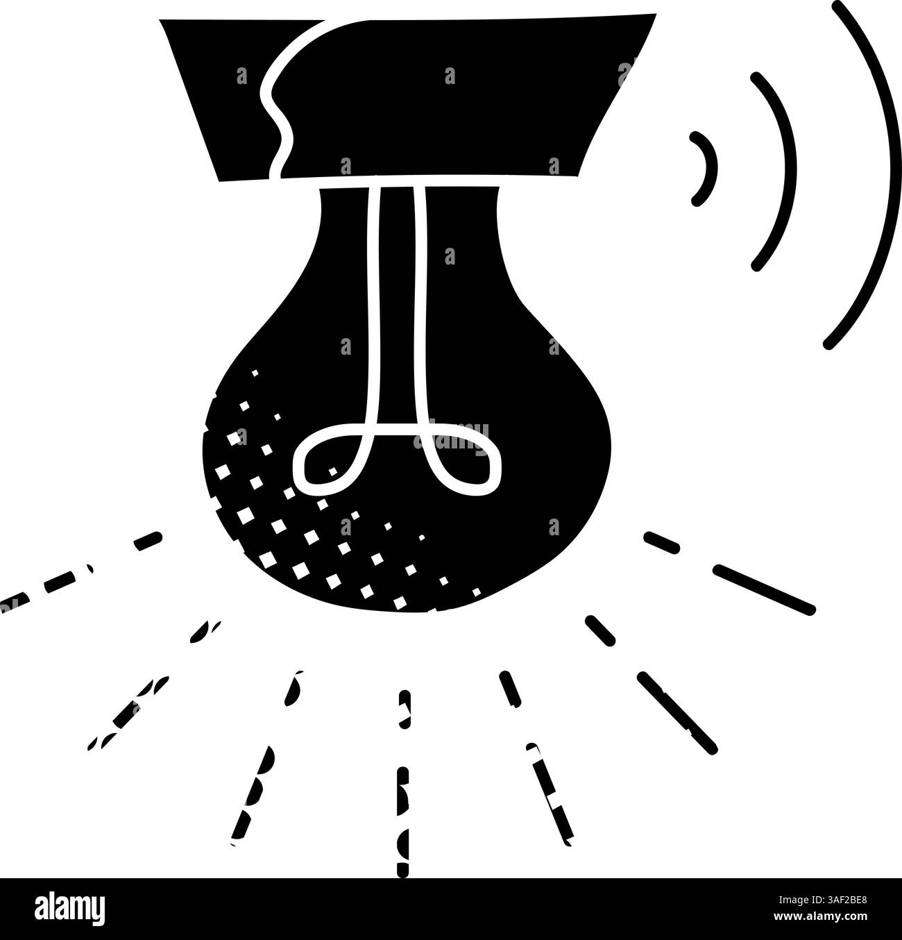 Light bulb lighting black hand drawn icon in halftone texture style ...