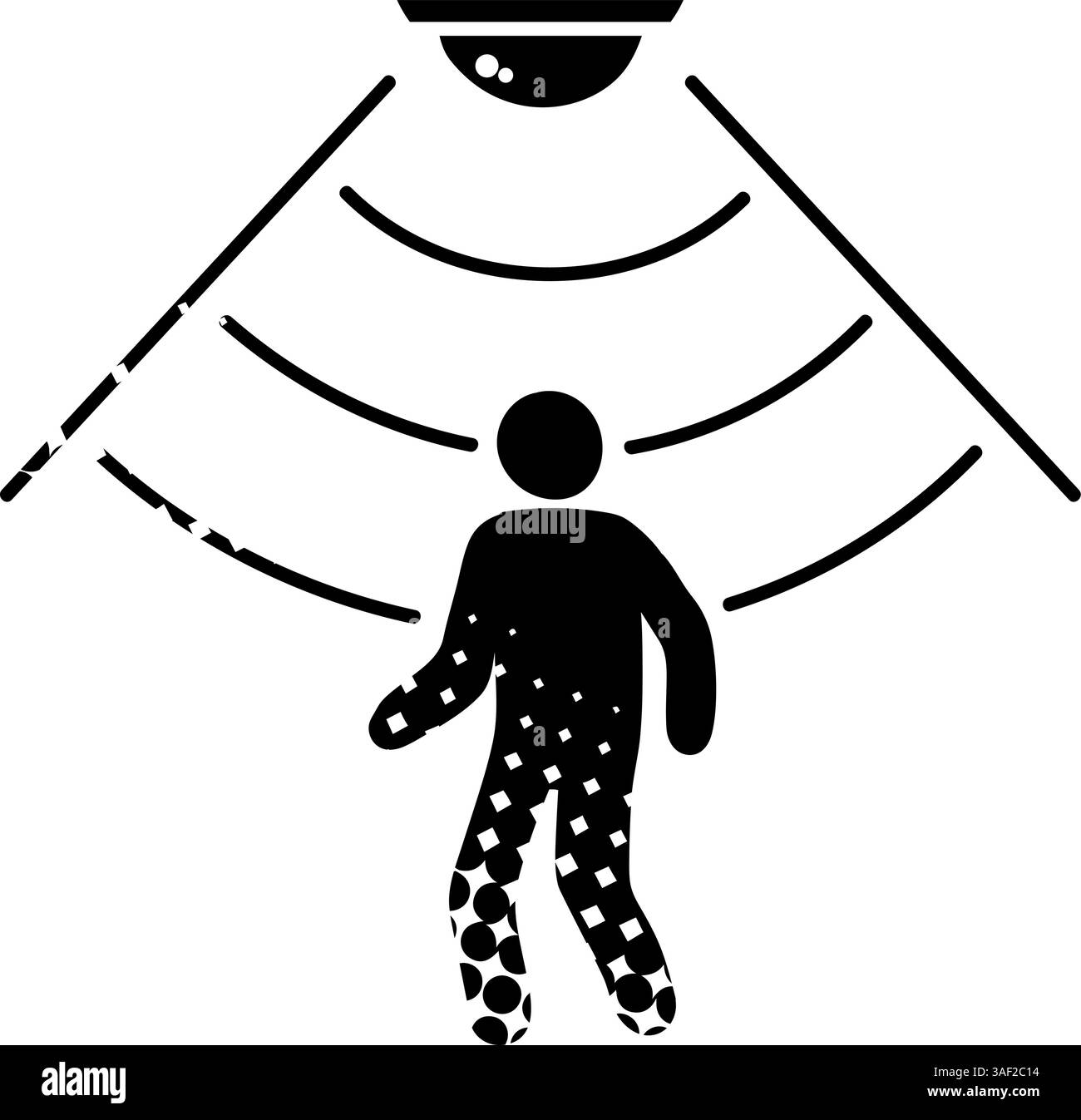 Motion sensor black hand drawn icon in halftone texture style Stock Vector