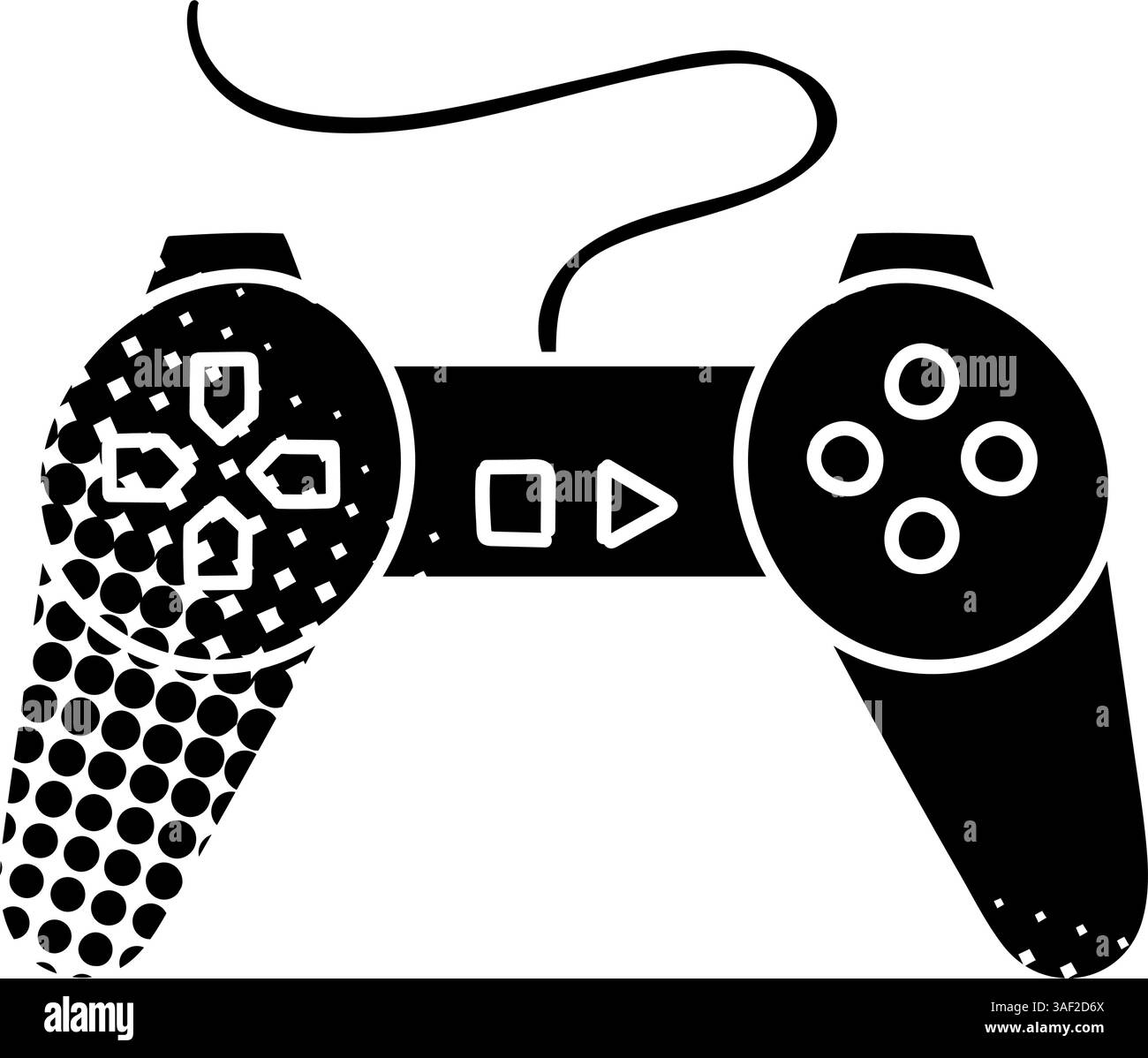 Game controller black hand drawn icon in halftone texture style Stock Vector