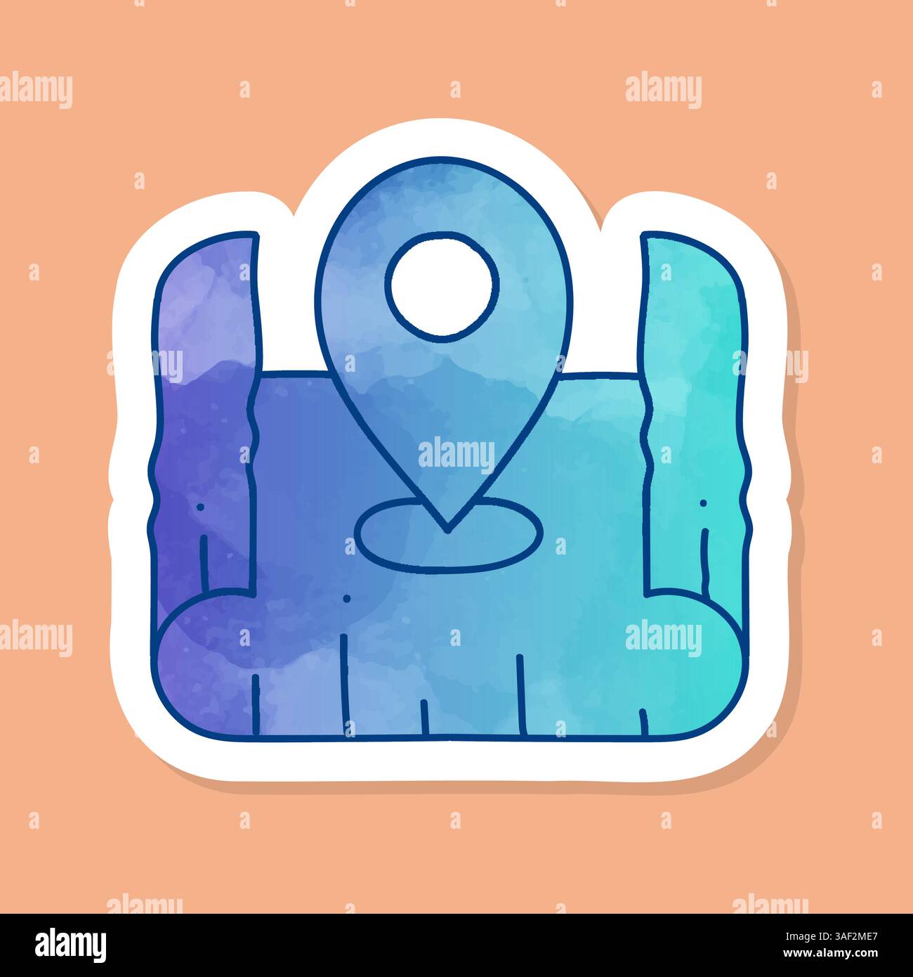 color sticker map pin on curled paper icon Stock Vector Image & Art - Alamy