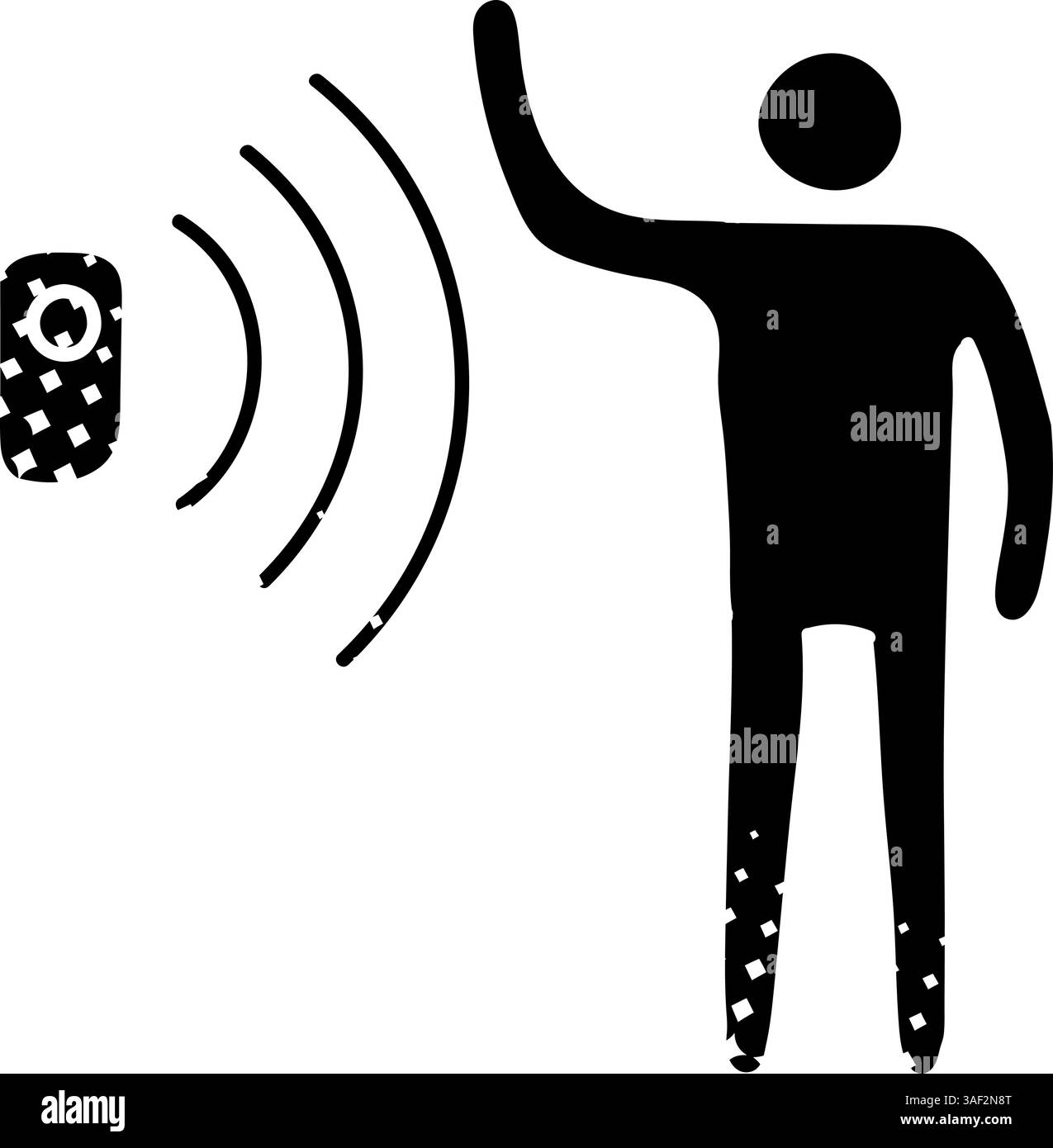 Motion sensor black hand drawn icon in halftone texture style Stock Vector