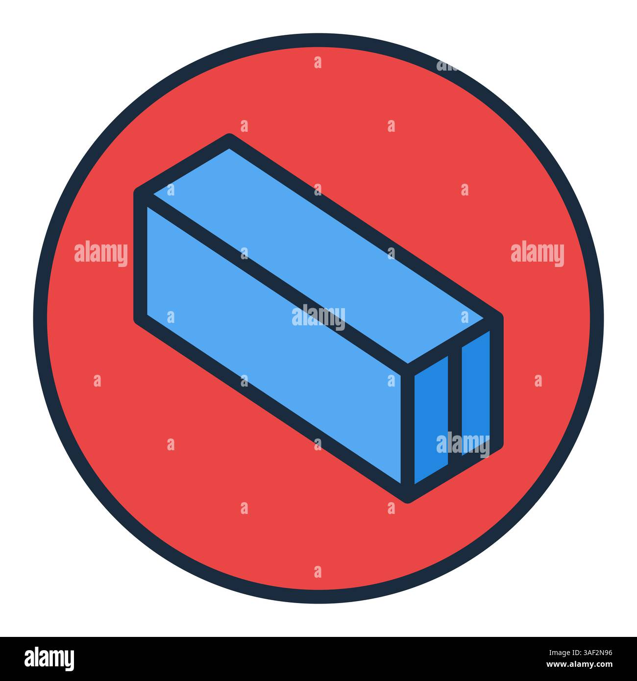 Blue Container in Red Circle vector concept colored icon or sign Stock Vector