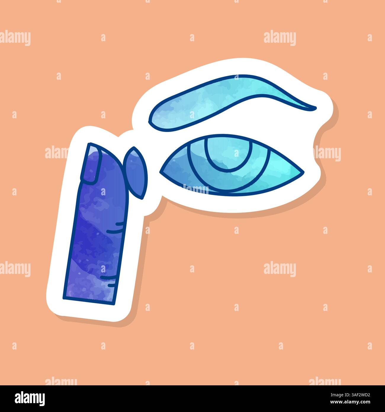 Contact lens application color sticker Stock Vector