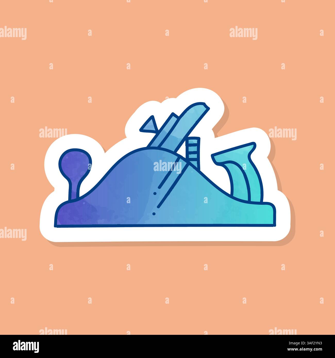Hand plane color sticker Stock Vector Image & Art - Alamy