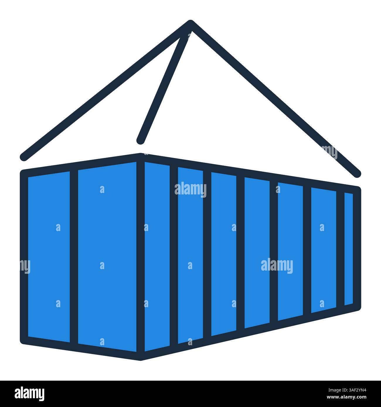 Blue Hanging Shipping Container vector colored icon or logo element Stock Vector