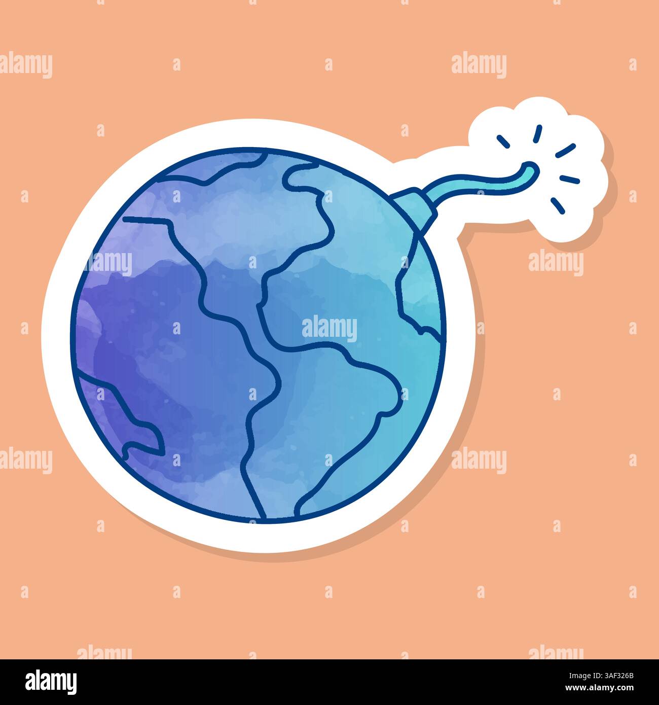 Explosive earth color sticker Stock Vector
