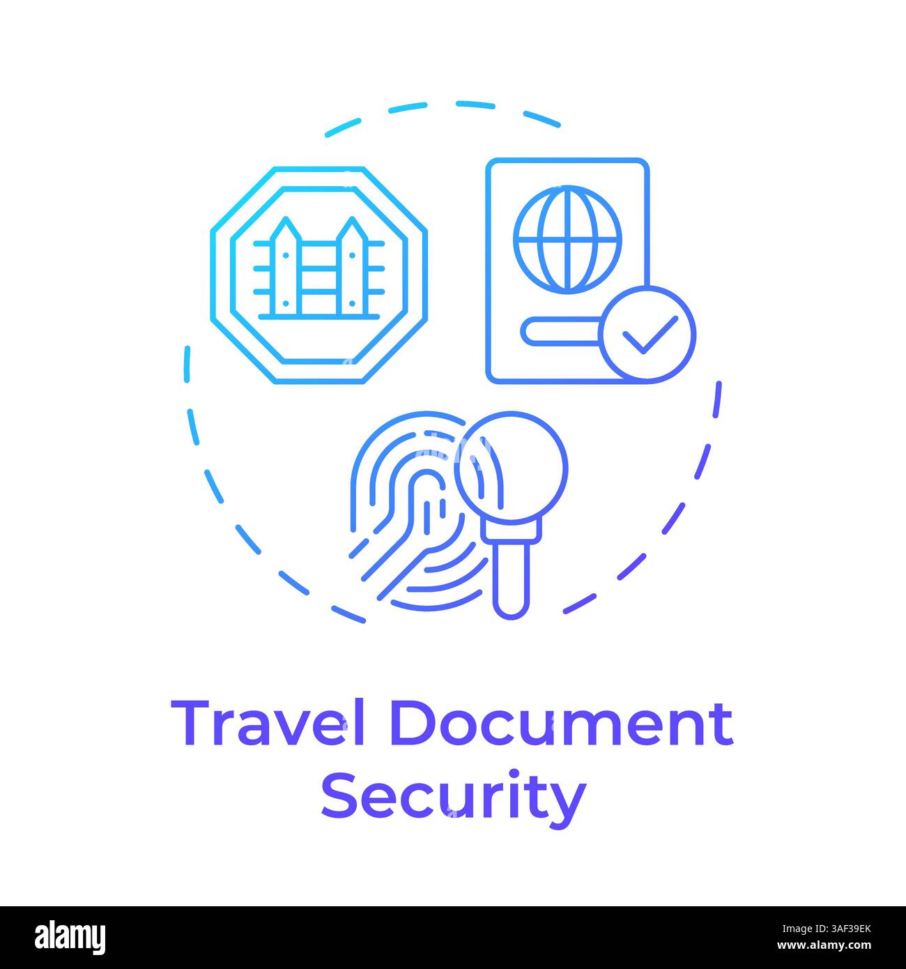 Travel document security blue gradient concept icon Stock Vector