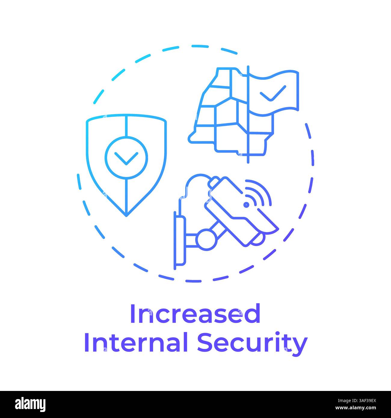 Increased internal security blue gradient concept icon Stock Vector