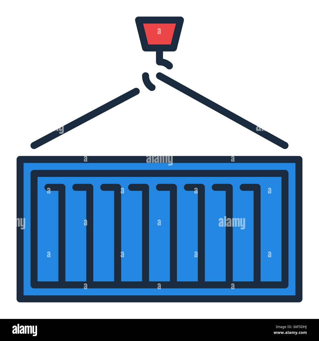 Blue Shipping Container vector colored icon - logistics concept symbol Stock Vector