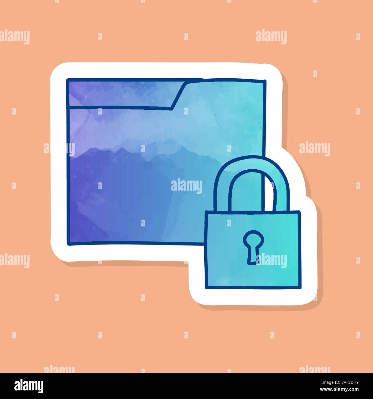 Folder lock color sticker Stock Vector Image & Art - Alamy