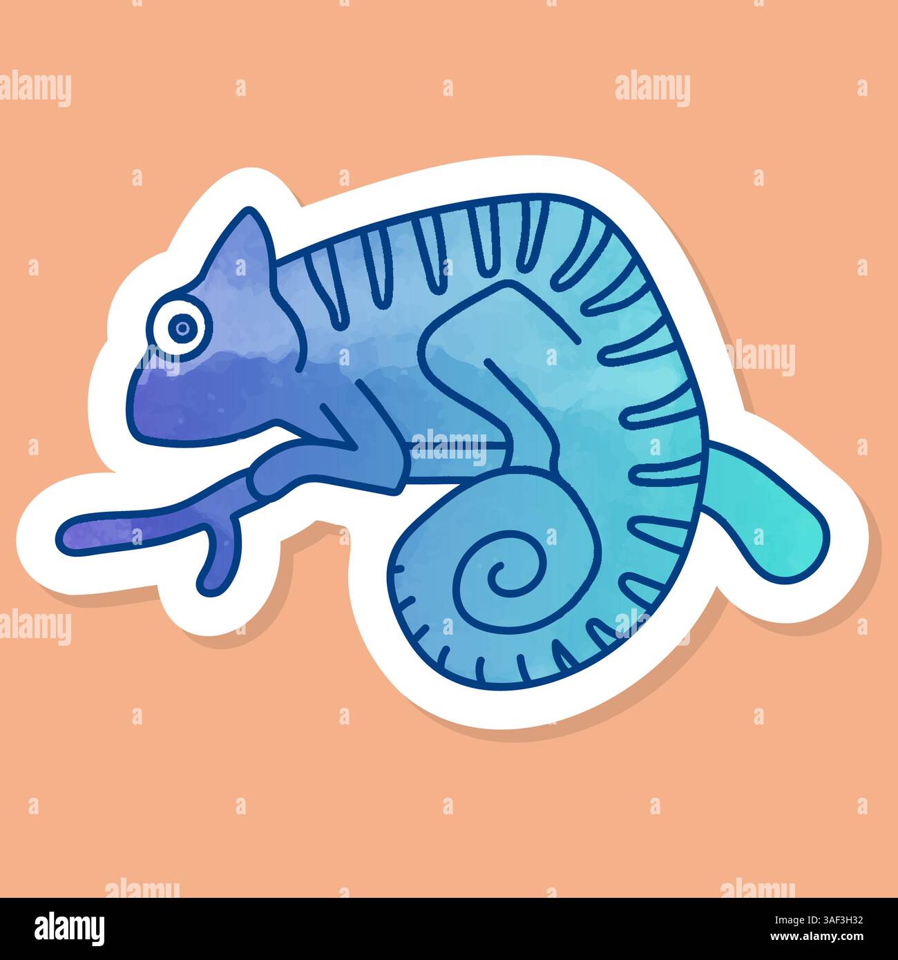 Chameleon on tree branch icon Stock Vector