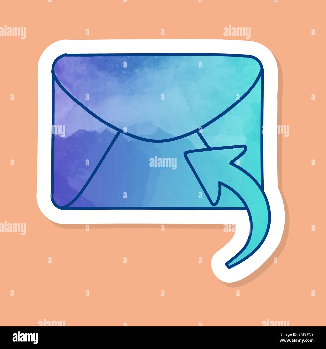 Reply email color sticker Stock Vector