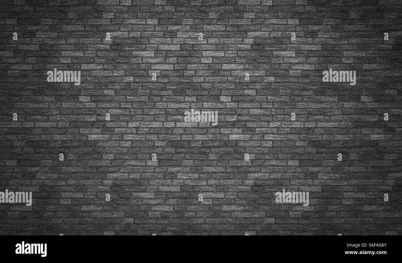 Dark gray brick wall forming a textured background 3d Stock Photo