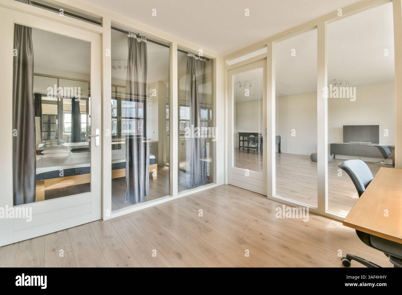 Fresh Look at Elegantly Designed Modern Interior Featuring Glass Partitions Wooden