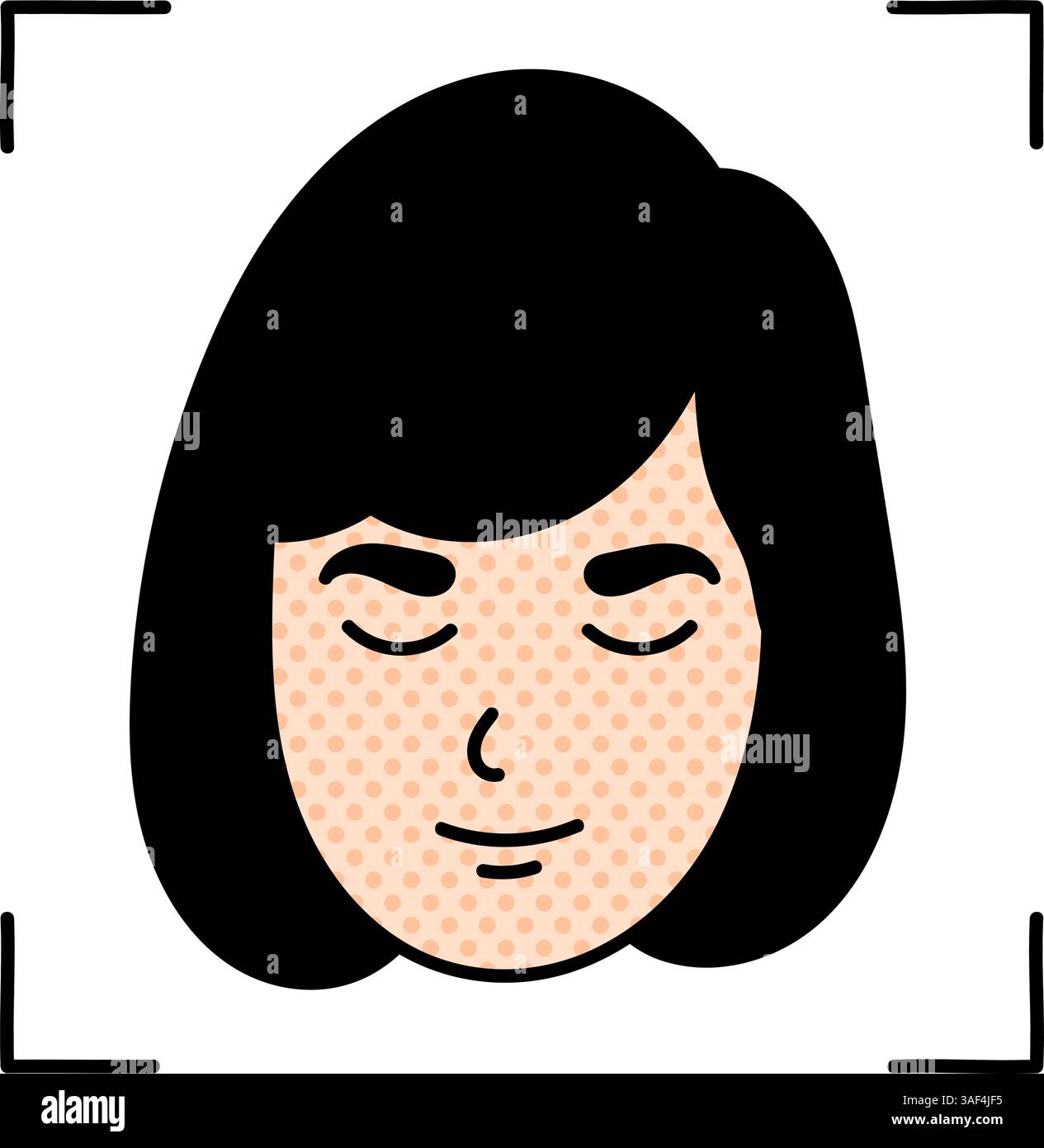 face recognition concept halftone hand drawn color vector illustration Stock Vector