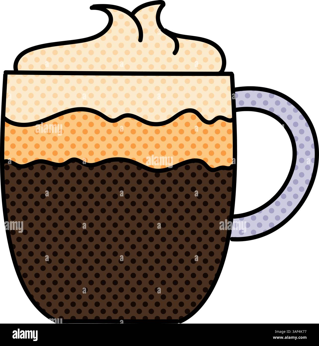 coffee with topping in a cup halftone hand drawn color vector ...