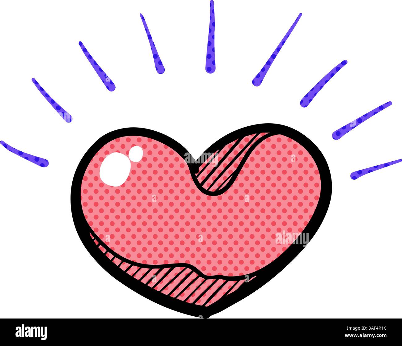 Hand drawn heart shape halftone color vector illustration Stock Vector ...